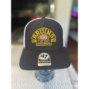 '47 Brand Boston Bruins Centennial 100th‎ Adjustable Trucker Snapback Black Cap